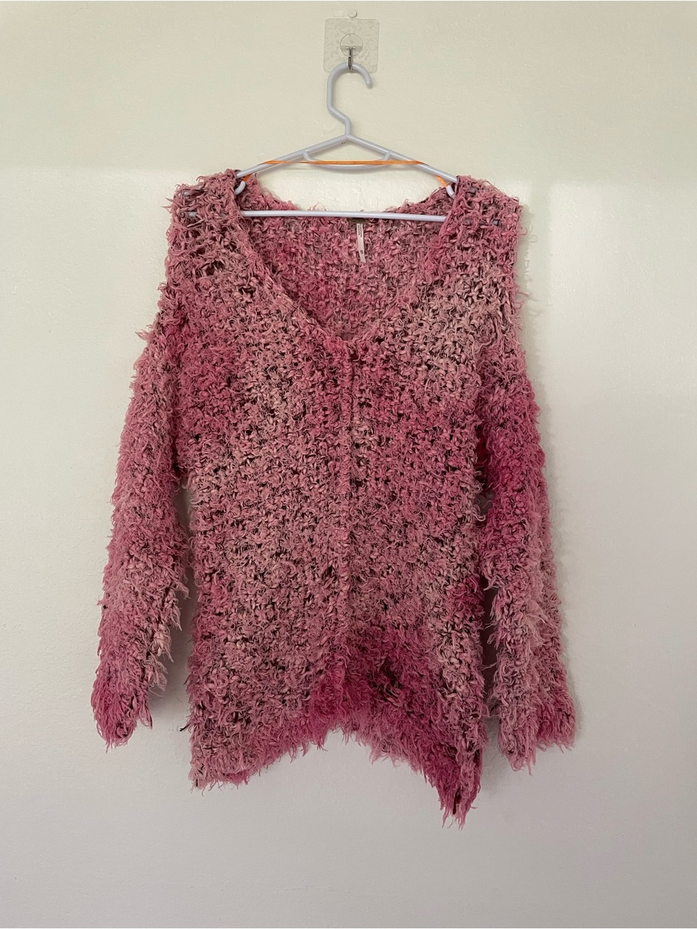 Free People cotton blend shaggy knit sweater